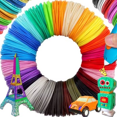WKŁADY DO DŁUGOPISU 3D PEN FILAMENT PLA ZESTAW 20 KOLORÓW 100 M 1,75 MM MIX