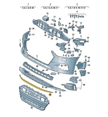 Спойлер нижний бампера передний audi a7 c8 aso фото №1