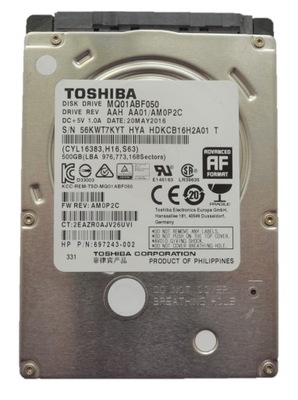 DYSK 2,5'' 500GB TOSHIBA MQ01ABF050 5400RPM 7mm