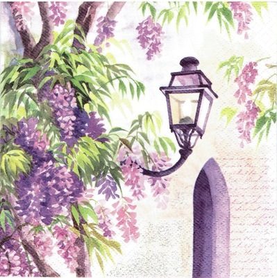 Serwetka decoupage 71Z Kwiaty wisteria lampa