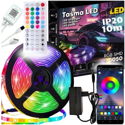 Taśma led rgb 10m neon kolorowa plot aplikacja bluetooth mocna pasek listwa