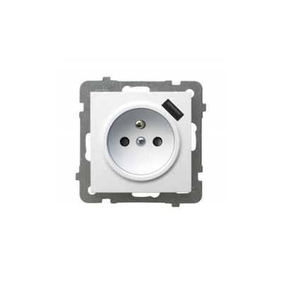 Ospel AS Gniazdo pojedyncze z USB biały