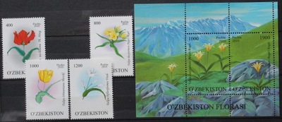 Uzbekistan 2010 - Mi 905-08 + bl. 57** Kwiaty Tulipany