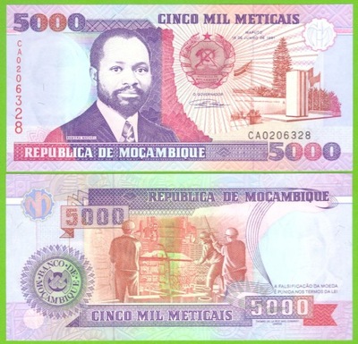 MOZAMBIK 5000 METICAIS 1991 P-136 UNC
