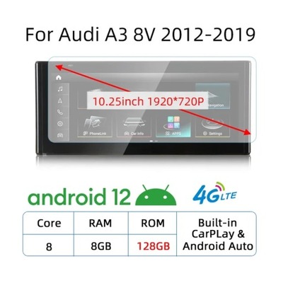 RADIO DE AUTOMÓVIL CON ANDROIDEM ODTWARZACCON MULTIMEDIA PARA AUDI A3 8V 2013-2020 GPS CARPLAY  