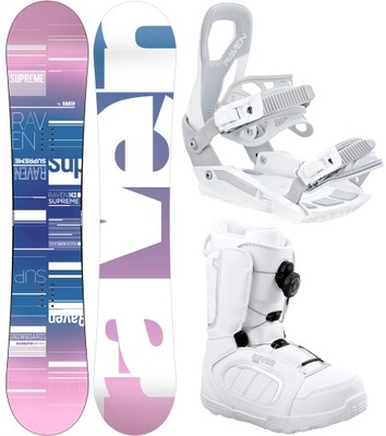 Zestaw Snowboard RAVEN Supreme White 139cm+ wiązania S230 + buty Pearl Atop