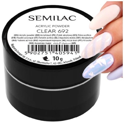 Semilac Acrylic Powder Clear 692 10g akryl pyłek akrylowy do nadbudowy SEOL