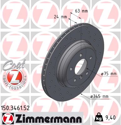 ZIMMERMANN 150.3461.52 DISCO DE FRENADO  