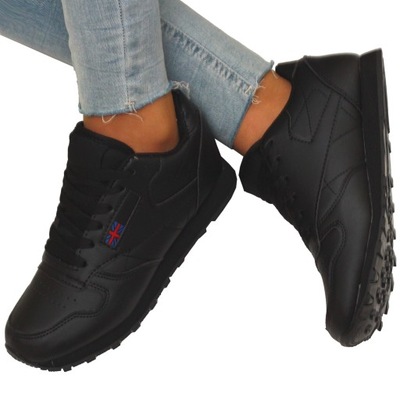 Czarne Buty Adidasy Damskie Sneakersy Klasyczne