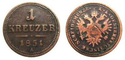 B453 AUSTRIA, 1 KREUZER 1851