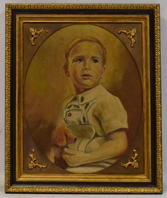 Ok1900-1930r Portret chłopca Olej 62x51cm