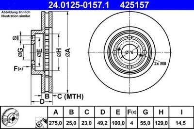 2X DISCO DE FRENADO TOYOTA PARTE DELANTERA COROLLA 1,4-2,0 D-4D 01-07 24.0125-0157.1  