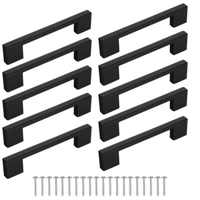10szt Uchwyt meblowy UL Czarny Mat 96mm 128mm