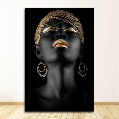 Plakat na płótnie Czarny obraz olejny z afrykański