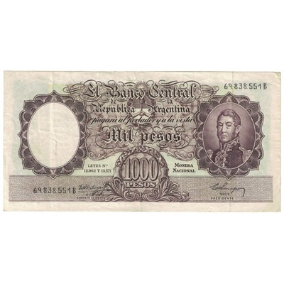 Banknot, Argentina, 1000 Pesos, ND (1959-1960), KM