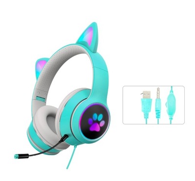SŁUCHAWKI GAMINGOWE KOCIE USZY MIKROFON RGB