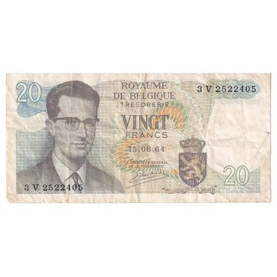 Banknot, Belgia, 20 Francs, 1964, 1964-06-15, KM:1