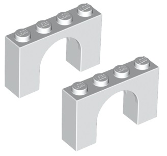 LEGO łuk mostek 1x4x2 biały 2szt 6182 NOWY