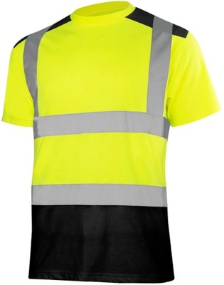 Przewiewna koszulka robocza ODBLASKOWA OSTRZEGAWCZA męska żółta T-Shirt BHP