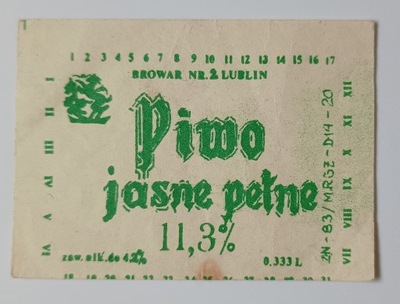 Piwo Jasne Pełne - etykieta