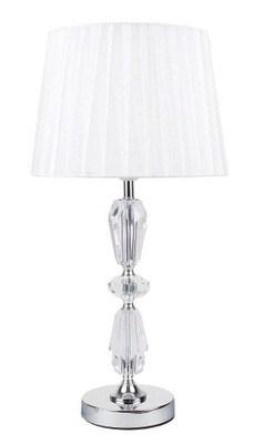 Lampka klasyczna lampa srebrna biała kryształowa