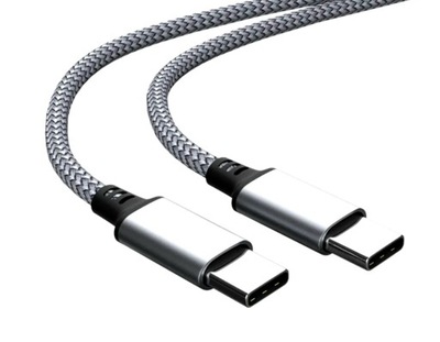 stalowo-szary Kabel USB-C / USB-C 8m ( 8 metrów) USB C - USB C 6A 60W
