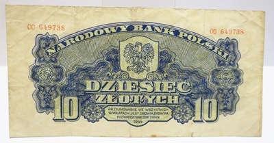 10 ZŁ ZŁOTYCH LUBELSKA OBOWIĄZKOWYM CC 1944