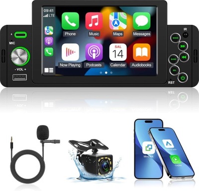 RADIO SAMOCHODOWE 1 DIN 5" BLUETOOTH DOTYK USB ANDROID AUTO CARPLAY