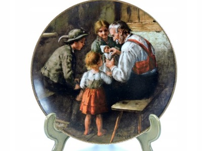 Talerz obraz Rodzina dziadek porcelana Bareuther
