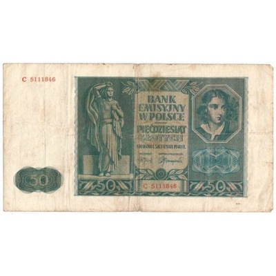 Banknot 50 złotych 1941 stan 3, seria C