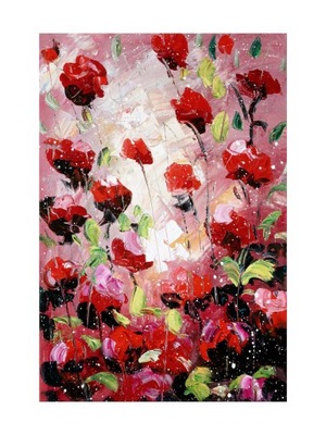 obraz 60x90 cm Malinowe kwiaty przyroda