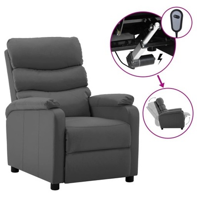 vidaXL Elektryczny fotel rozkładany, szary, obity