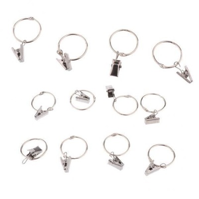 2x12Pcs Curtain Ring Hook with Clips with Eyes Portable Sliding Rod 4 Pcs