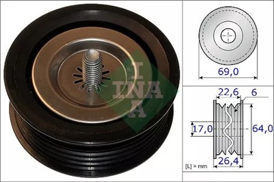 INA 532 0671 10 RITINĖLIS KREIPIAMA / PROWADZACA, DIRŽELIS PLEIŠTINIS KRUMPLINIS 