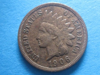 nr55 Stara Moneta USA One Cent 1906 Indianin