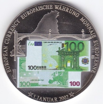 100 EURO 1.JANUAR 2002 EUROPEAN CURRENCY