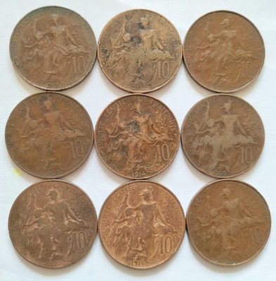 Moneta Francja 10 centimes III republika