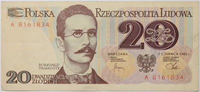 Banknot 20 zł 1982 rok - Seria A