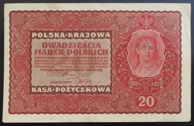 DWADZIEŚCIA MAREK POLSKICH 1919 ORYGINAŁ BILET POLSKIEJ KRAJOWEJ KASY POŻ.