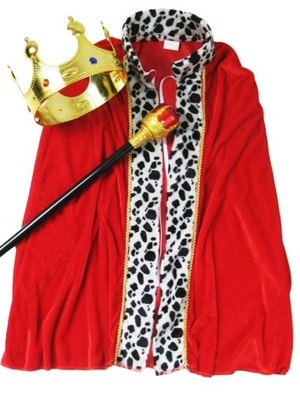 Strój KRÓL KACPER peleryna + korona + berło 4-12 lat Jasełka Bal dł. 68cm