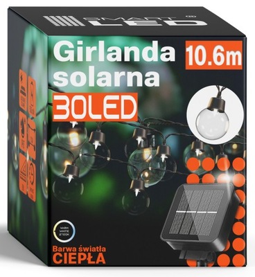 Girlanda Solarna Ogrodowa Lampki Solarne 30x Żarówka LED na Balkon 10m IP67