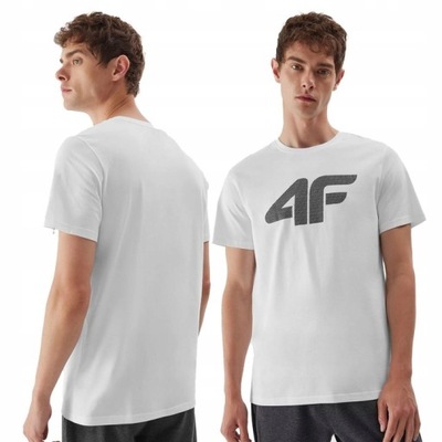 4F T-shirt męski AW23TTSHM0877 Biała rozmiar XL