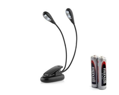 PODWÓJNA LAMPKA z Klipsem 4 LED USB do CZYTANIA + baterie