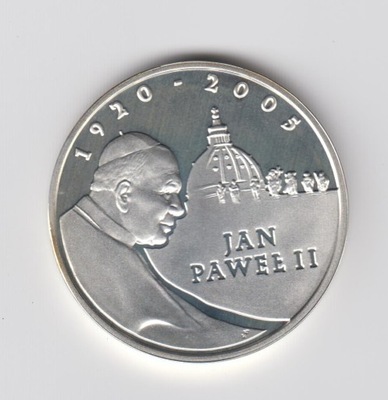 2005 moneta 10 złotych Papież Jan Paweł II 1920 - 2005 Srebro