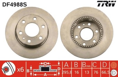 2X DISCO DE FRENADO IVECO PARTE TRASERA DAILY 06-/11-/14- Z ABS DF4988S  