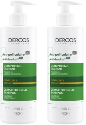 2x VICHY DERCOS Szampon odżywczy przeciwłupieżowy do włosów suchych 390ml