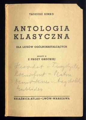 Sinko - Antologia klasyczna prozy greckiej 1937