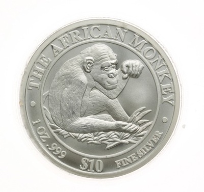 [M9176] Somalia 10 $ Małpa 2002 1 uncja srebra