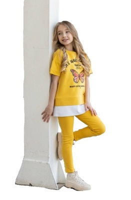 Komplet legginsy tunika żółty All For Kids 116/122
