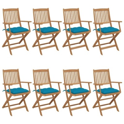 Składane krzesła ogrodowe z poduszkami, 8 szt.,